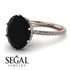 Hidden Halo Oval Black Diamond Engagement Ring - Gemma No. 8