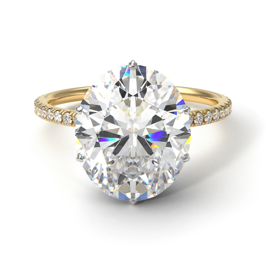 Two Tones Hidden Halo Oval Diamond Engagement Ring - Gemma No. 77