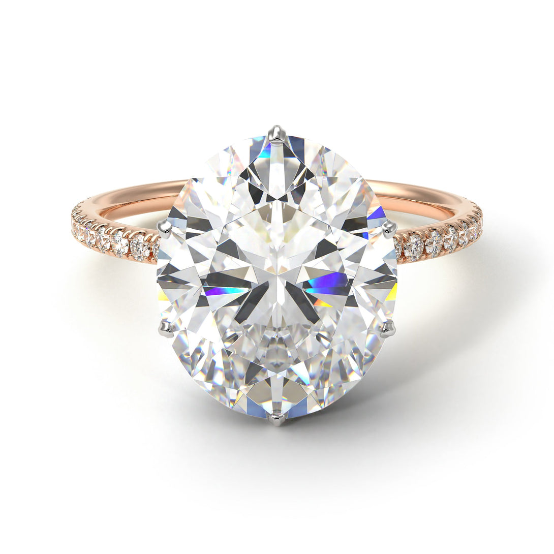 Two Tones Hidden Halo Oval Diamond Engagement Ring - Gemma No. 78