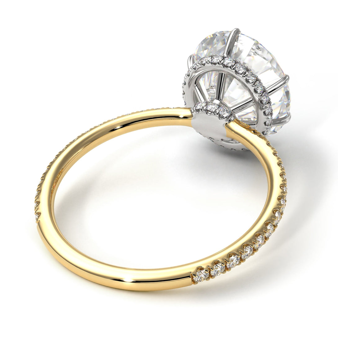 Two Tones Hidden Halo Oval Diamond Engagement Ring - Gemma No. 77