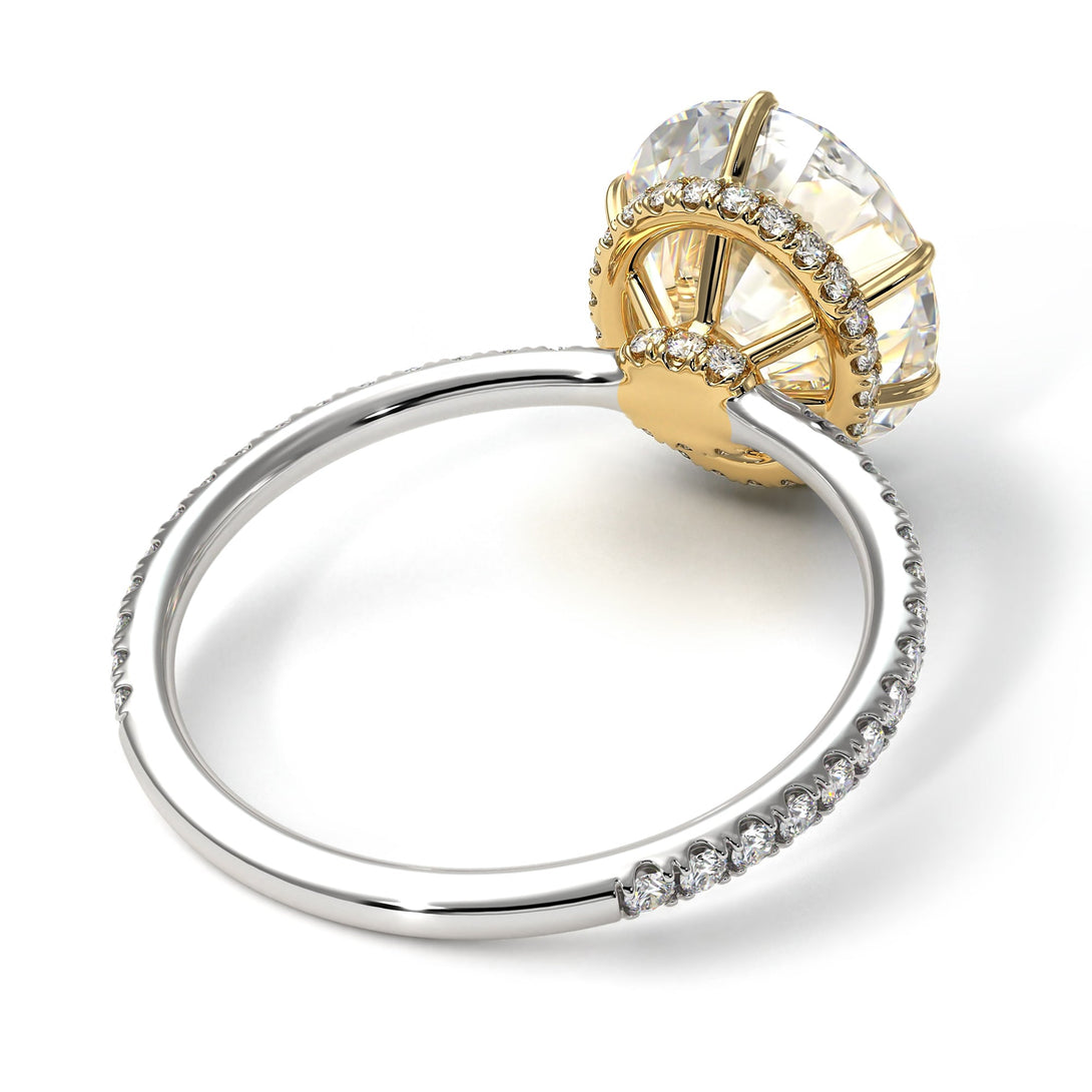 Two Tones Hidden Halo Oval Diamond Engagement Ring - Gemma No. 77