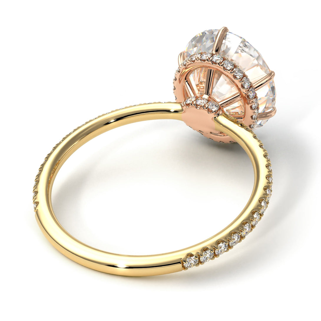 Two Tones Hidden Halo Oval Diamond Engagement Ring - Gemma No. 76