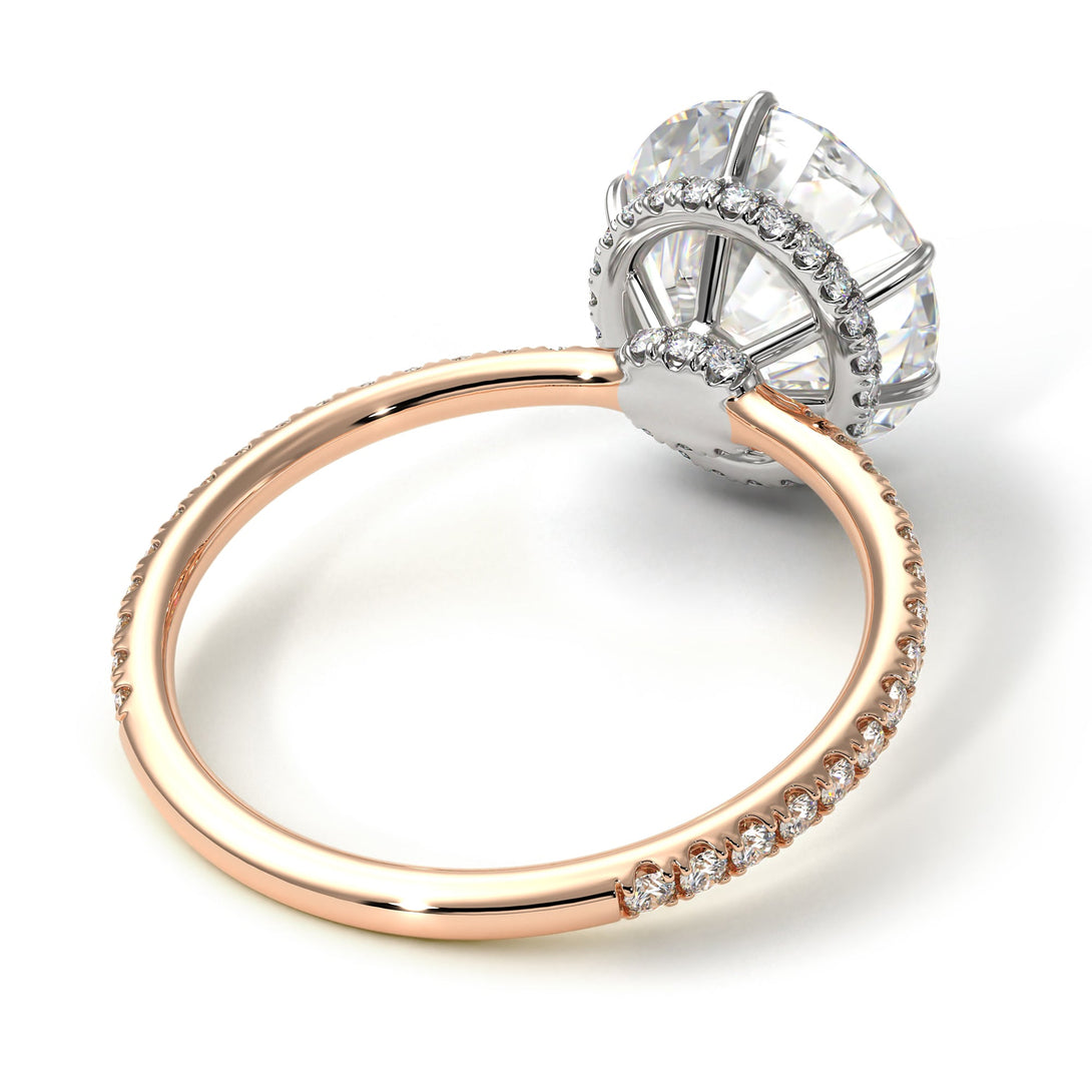 Two Tones Hidden Halo Oval Diamond Engagement Ring - Gemma No. 78