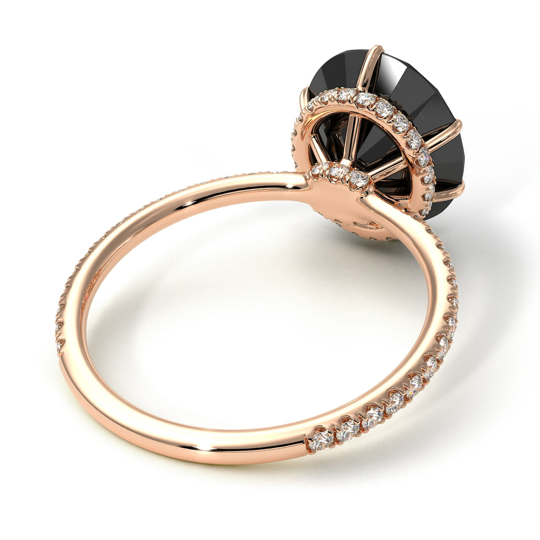 Hidden Halo Oval Black Diamond Engagement Ring - Gemma No. 8