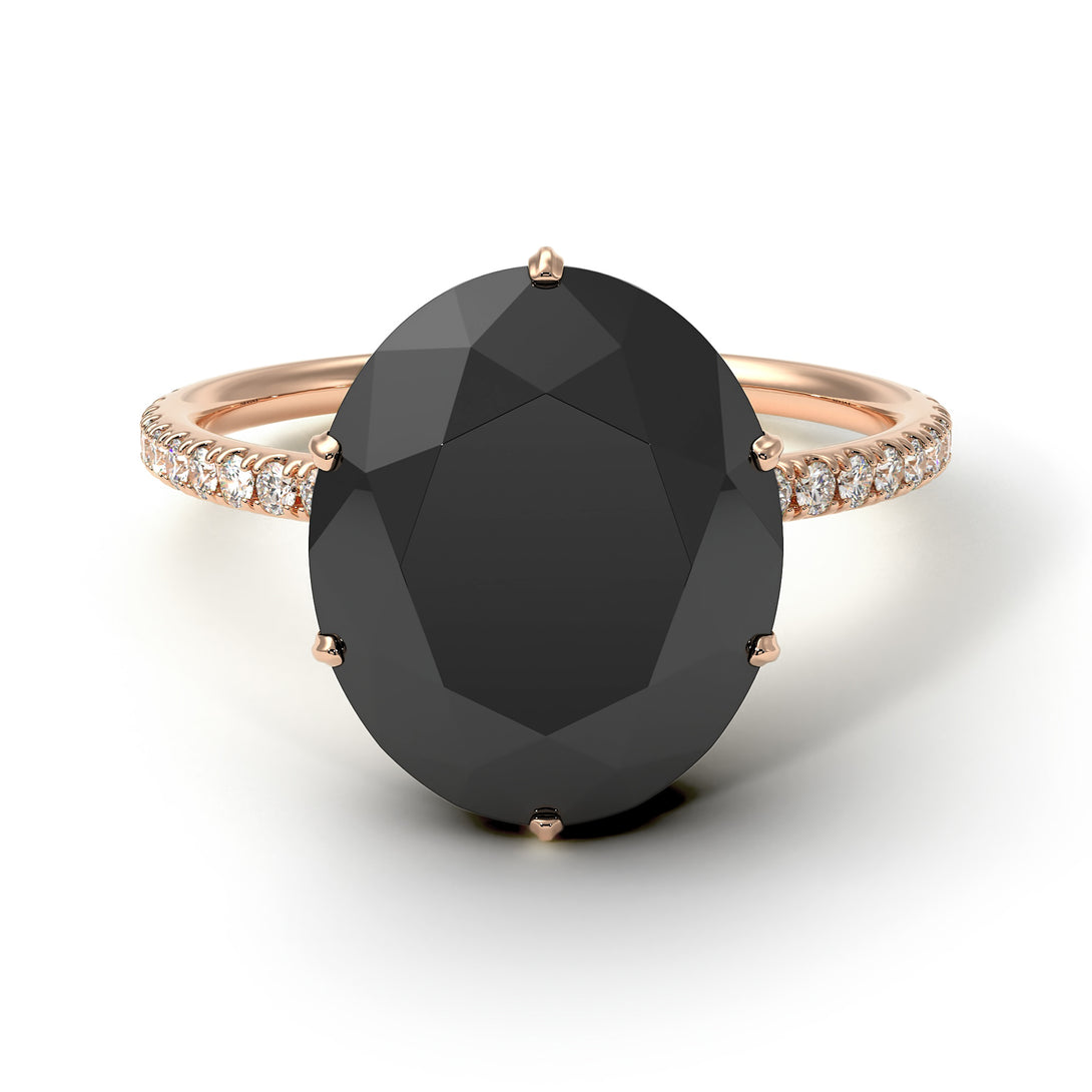 Hidden Halo Oval Black Diamond Engagement Ring - Gemma No. 8