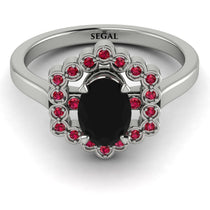 Honeycomb Halo Oval Black Diamond Ring - Laura No. 54 image 1
