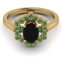Honeycomb Halo Oval Black Diamond Ring - Laura No. 22 image 1