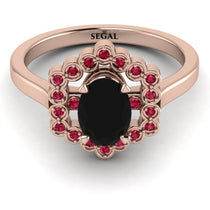 Honeycomb Halo Oval Black Diamond Ring - Laura No. 53 image 1