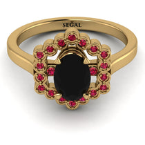 Honeycomb Halo Oval Black Diamond Ring - Laura No. 52 image 1
