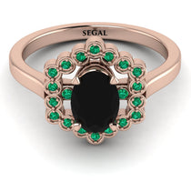 Honeycomb Halo Oval Black Diamond Ring - Laura No. 23 image 1