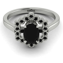 Honeycomb Halo Oval Black Diamond Ring - Laura No. 39 image 1