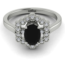 Honeycomb Halo Oval Black Diamond Ring - Laura No. 9 image 1