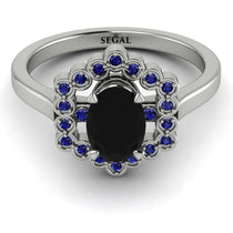 Honeycomb Halo Oval Black Diamond Ring - Laura No. 69 image 1