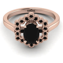 Honeycomb Halo Oval Black Diamond Ring - Laura No. 38 image 1