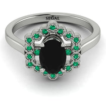 Honeycomb Halo Oval Black Diamond Ring - Laura No. 24 image 1