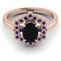 Honeycomb Halo Oval Black Diamond Ring - Laura No. 68 image 1