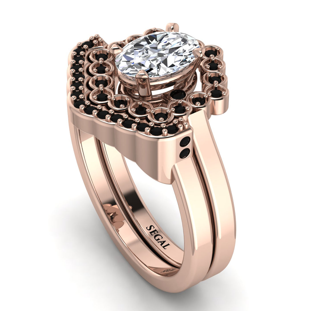 Honeycomb Halo Oval Diamond Bridal Set - Laura No. 32