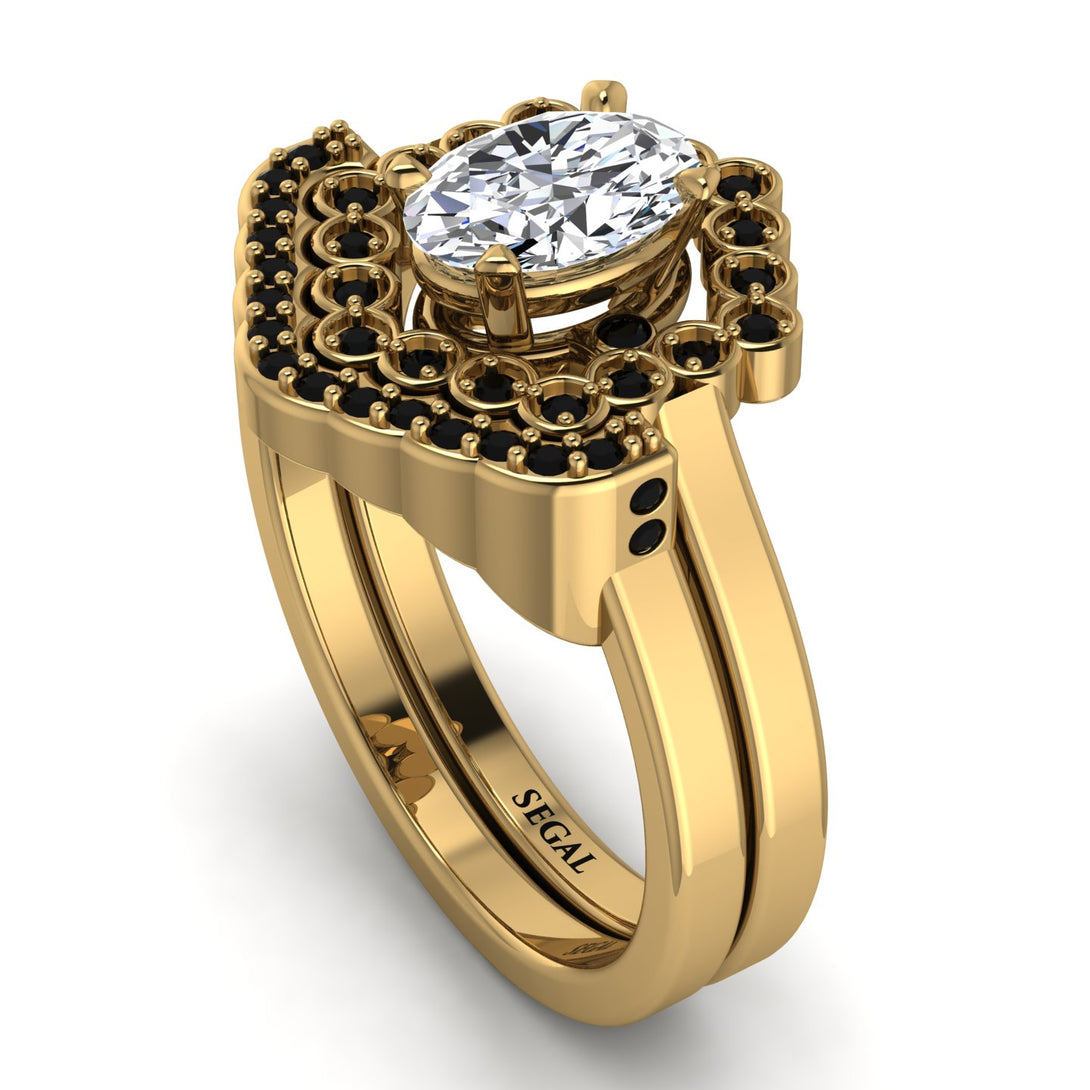 Honeycomb Halo Oval Diamond Bridal Set - Laura No. 31