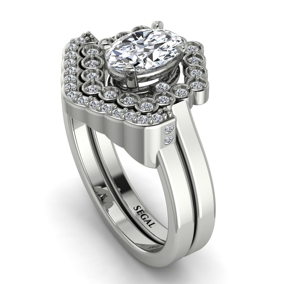Honeycomb Halo Oval Diamond Bridal Set - Laura No. 3