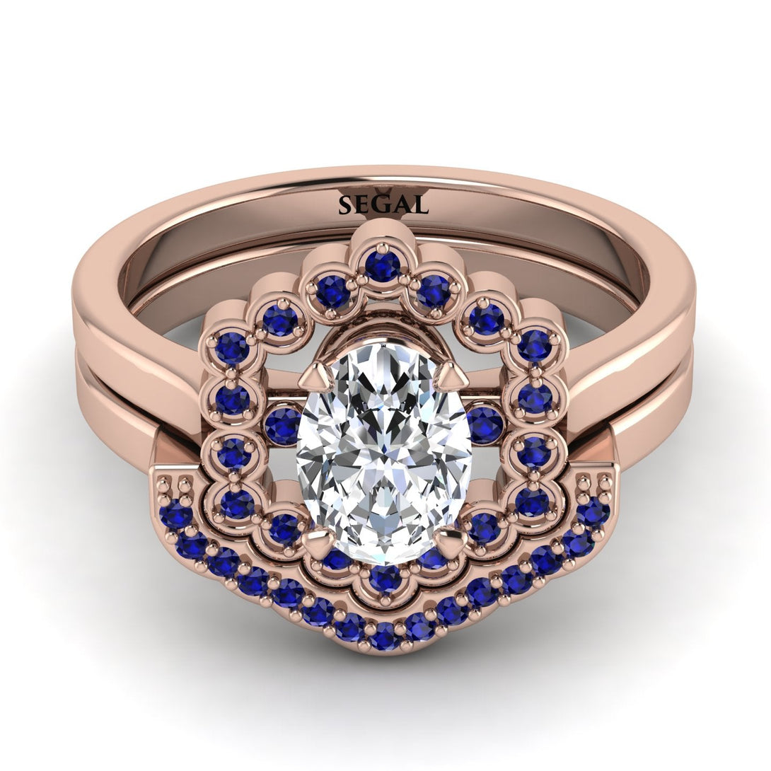 Honeycomb Halo Oval Diamond Bridal Set - Laura No. 62