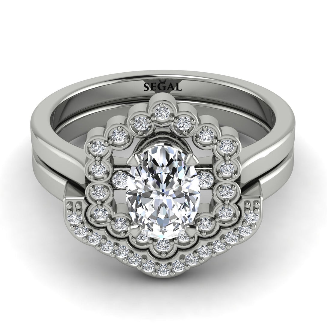 Honeycomb Halo Oval Diamond Bridal Set - Laura No. 3