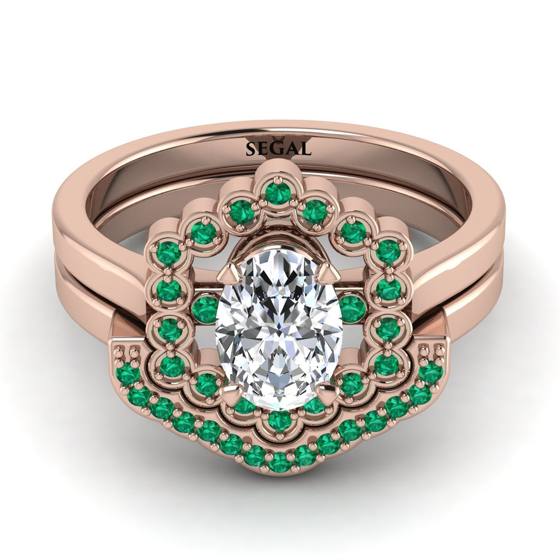 Honeycomb Halo Oval Diamond Bridal Set - Laura No. 17