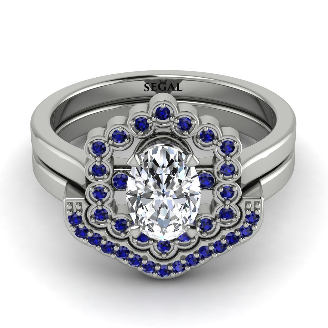 Honeycomb Halo Oval Diamond Bridal Set - Laura No. 63