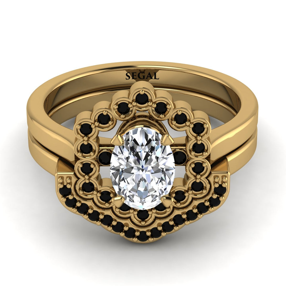 Honeycomb Halo Oval Diamond Bridal Set - Laura No. 31