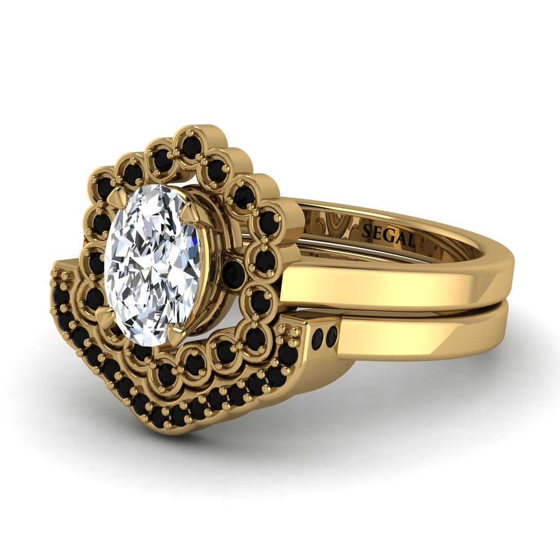 Honeycomb Halo Oval Diamond Bridal Set - Laura No. 31