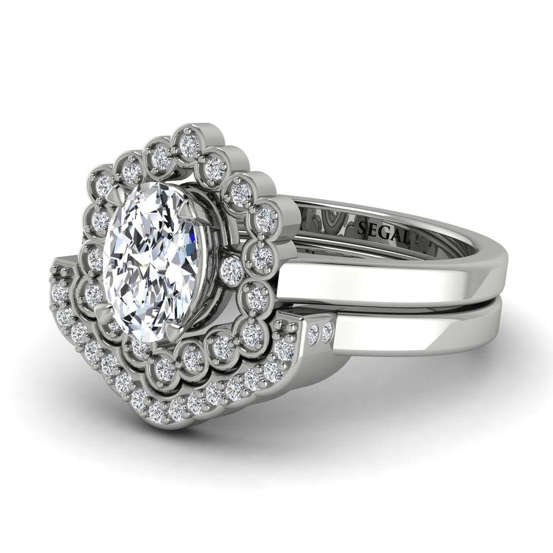 Honeycomb Halo Oval Diamond Bridal Set - Laura No. 3