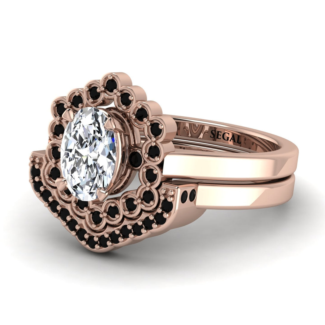 Honeycomb Halo Oval Diamond Bridal Set - Laura No. 32