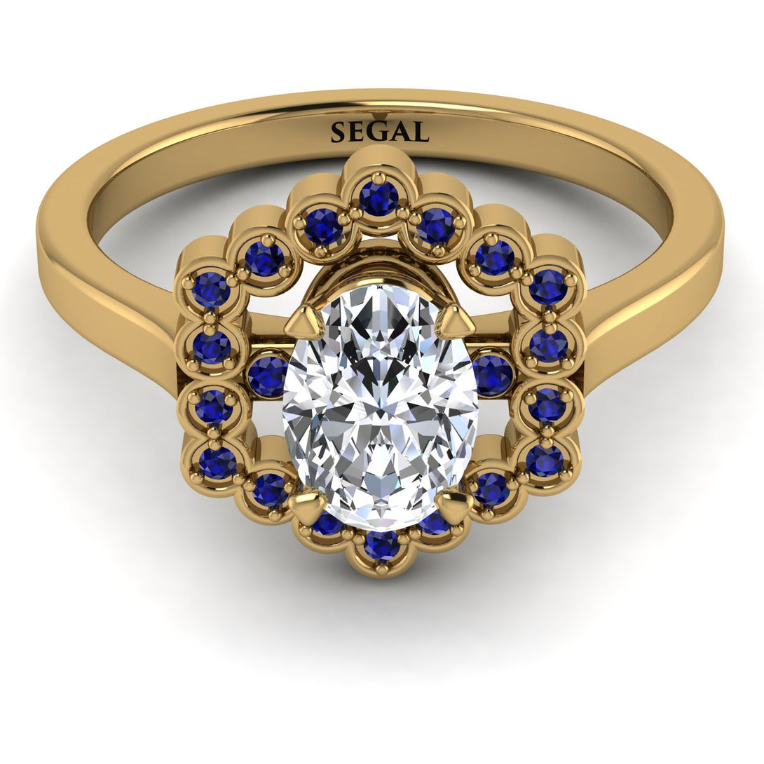 Honeycomb Halo Oval Diamond Ring - Laura No. 61