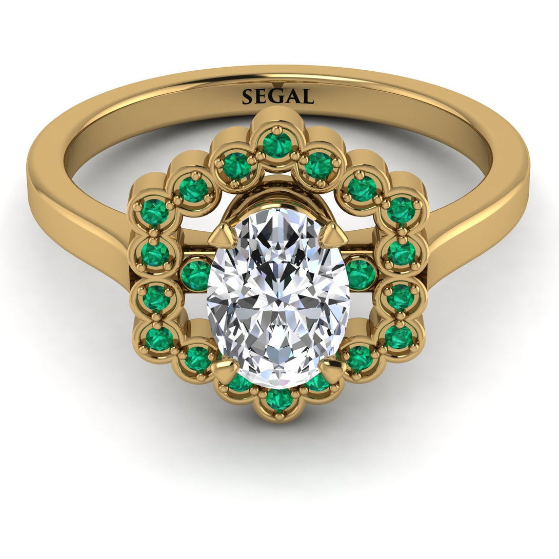 Honeycomb Halo Oval Diamond Ring - Laura No. 16