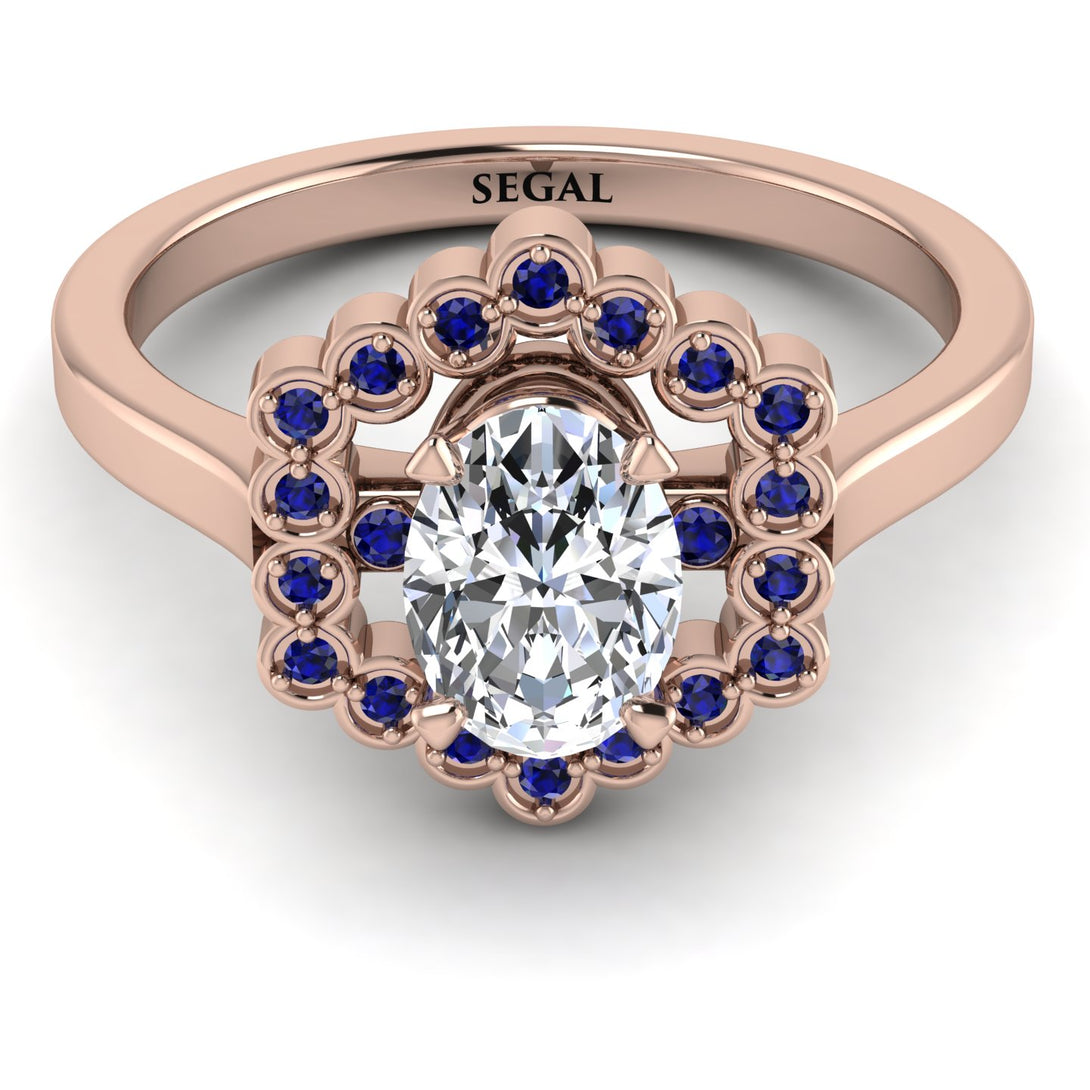 Honeycomb Halo Oval Diamond Ring - Laura No. 62