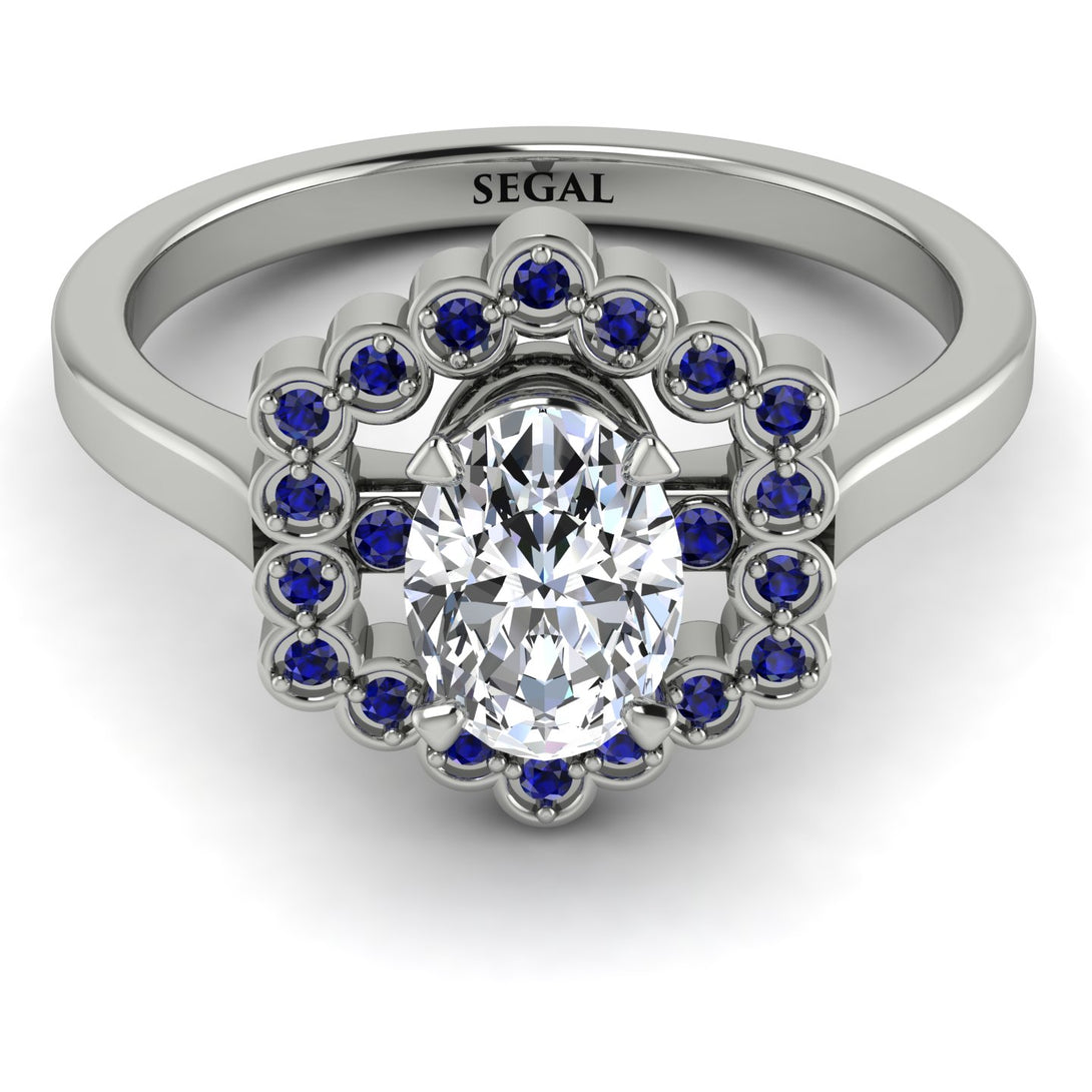 Honeycomb Halo Oval Diamond Ring - Laura No. 63