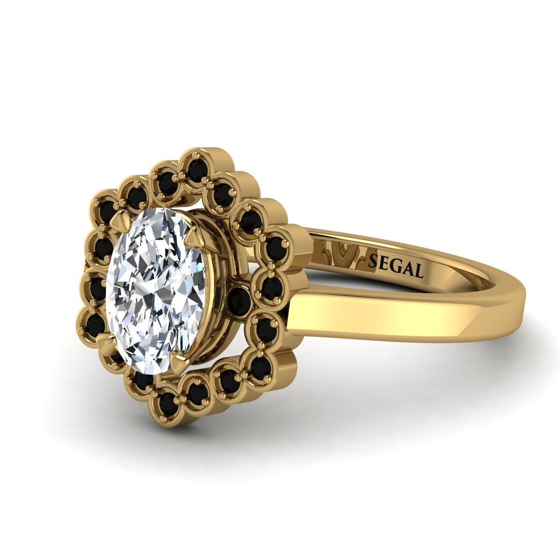 Honeycomb Halo Oval Diamond Ring - Laura No. 31