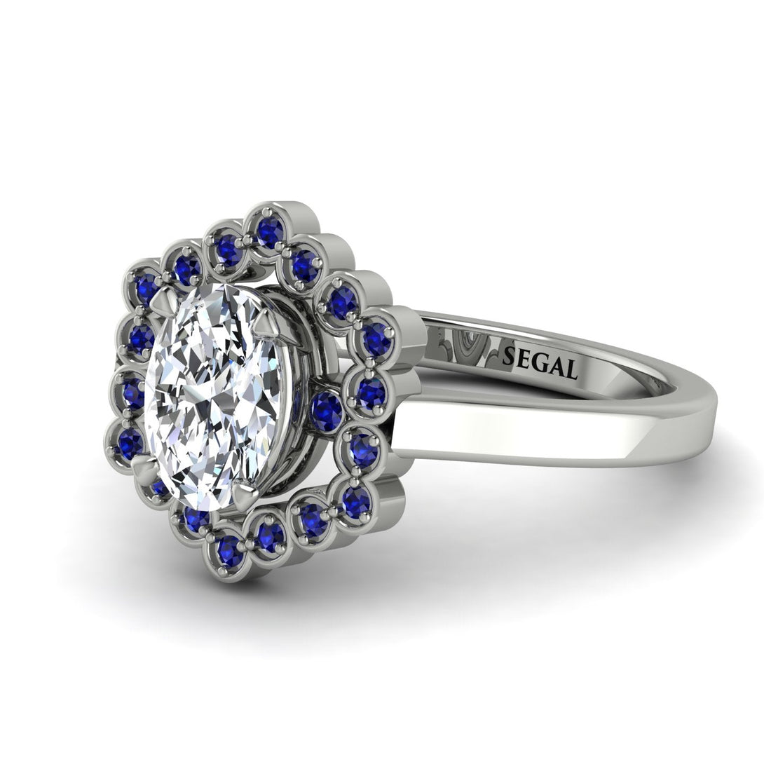 Honeycomb Halo Oval Diamond Ring - Laura No. 63