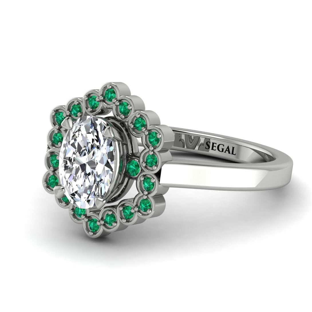 Honeycomb Halo Oval Diamond Ring - Laura No. 18