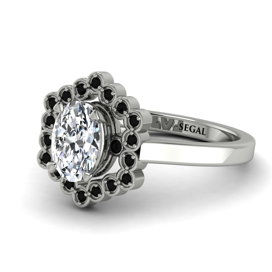 Honeycomb Halo Oval Diamond Ring - Laura No. 33