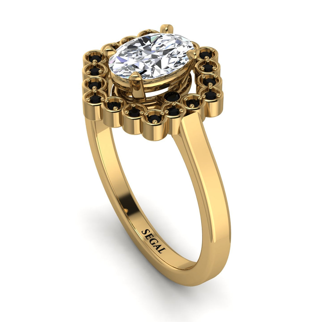 Honeycomb Halo Oval Diamond Ring - Laura No. 31