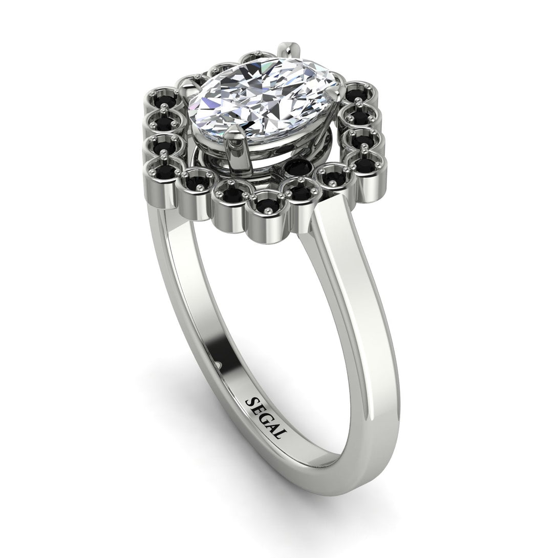 Honeycomb Halo Oval Diamond Ring - Laura No. 33