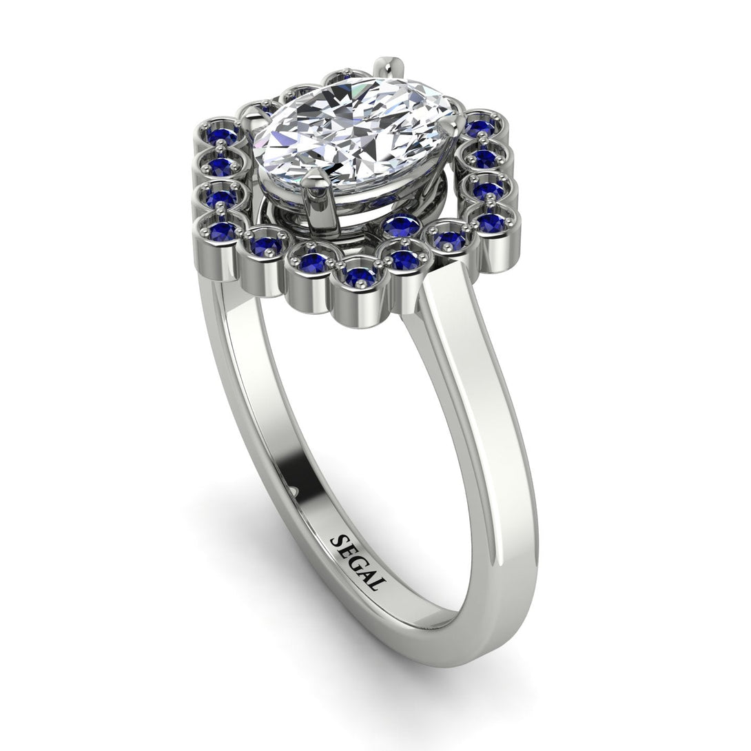 Honeycomb Halo Oval Diamond Ring - Laura No. 63
