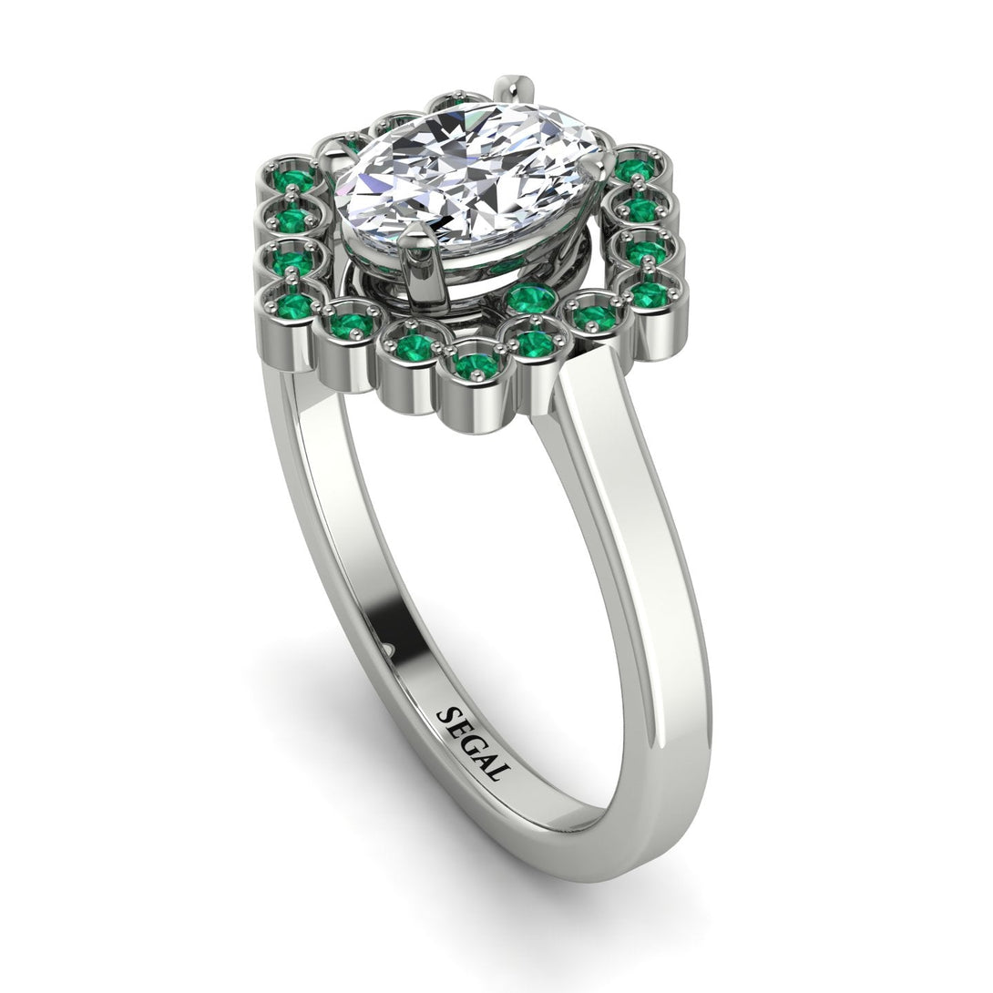 Honeycomb Halo Oval Diamond Ring - Laura No. 18