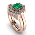Honeycomb Halo Oval Emerald Bridal Set - Laura No. 5 image 1