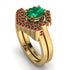 Honeycomb Halo Oval Emerald Bridal Set - Laura No. 49 image 1