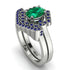 Honeycomb Halo Oval Emerald Bridal Set - Laura No. 66 image 1