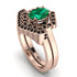 Honeycomb Halo Oval Emerald Bridal Set - Laura No. 35