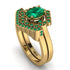 Honeycomb Halo Oval Emerald Bridal Set - Laura No. 19