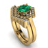 Honeycomb Halo Oval Emerald Bridal Set - Laura No. 4 image 1