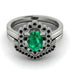 Honeycomb Halo Oval Emerald Bridal Set - Laura No. 36